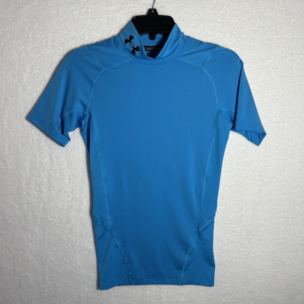 Under Armour Mens Size S Blue Heat Gear Compression Mock Shirt